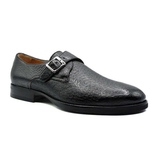 Zelli Italia Roman Black Peccary Leather Single Monk-Strap (ZEL1077)-AmbrogioShoes
