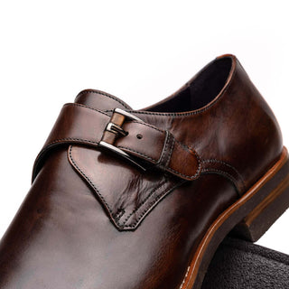 Zelli Italia Roman Chestnut Calf-Skin Leather Single Monk-Strap (ZEL1076)-AmbrogioShoes
