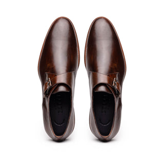 Zelli Italia Roman Men's Shoes Chestnut Calf-Skin Leather Single Monk-Strap (ZEL1076)-AmbrogioShoes