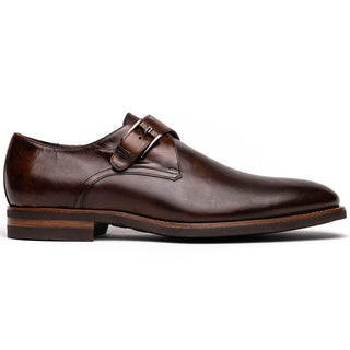 Zelli Italia Roman Men's Shoes Chestnut Calf-Skin Leather Single Monk-Strap (ZEL1076)-AmbrogioShoes
