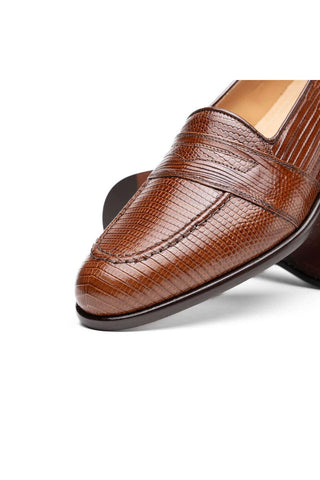 Zelli Italia Rossi Cognac Teju Lizard Skin Penny Loafer (ZEL1008)-AmbrogioShoes