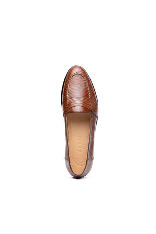 Zelli Italia Rossi Cognac Teju Lizard Skin Penny Loafer (ZEL1008)-AmbrogioShoes