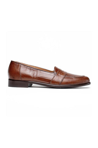Zelli Italia Rossi Cognac Teju Lizard Skin Penny Loafer (ZEL1008)-AmbrogioShoes