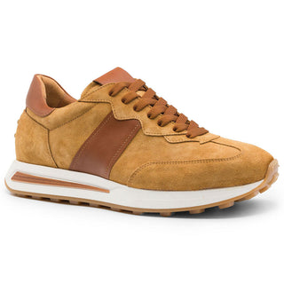 Zelli Italia Roxi Men's Shoes Cognac Suede & Calf-Skin Leather Sneaker (ZEL1078)-AmbrogioShoes