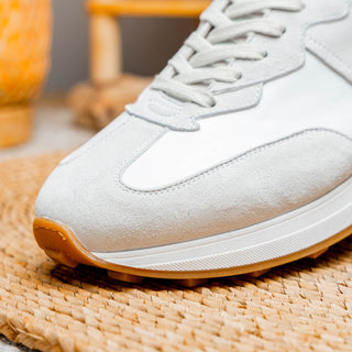 Zelli Italia Roxi Men's Shoes White Suede & Calf-Skin Leather Sneaker (ZEL1078)-AmbrogioShoes