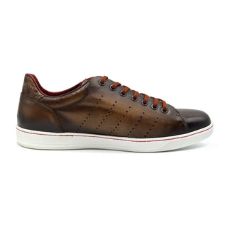 Zelli Italia Russo Men's Shoes Brown Burnished Calf-Skin Leather Sneaker (ZEL1050)-AmbrogioShoes