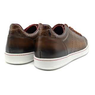 Zelli Italia Russo Men's Shoes Brown Burnished Calf-Skin Leather Sneaker (ZEL1050)-AmbrogioShoes