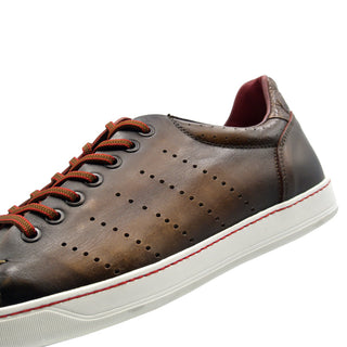 Zelli Italia Russo Men's Shoes Brown Burnished Calf-Skin Leather Sneaker (ZEL1050)-AmbrogioShoes