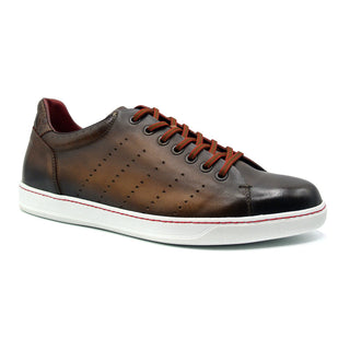 Zelli Italia Russo Men's Shoes Brown Burnished Calf-Skin Leather Sneaker (ZEL1050)-AmbrogioShoes