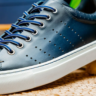 Zelli Italia Russo Men's Shoes Navy Burnished Calf-Skin Leather Sneaker (ZEL1050)-AmbrogioShoes