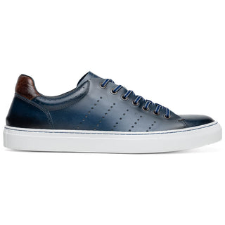 Zelli Italia Russo Men's Shoes Navy Burnished Calf-Skin Leather Sneaker (ZEL1050)-AmbrogioShoes