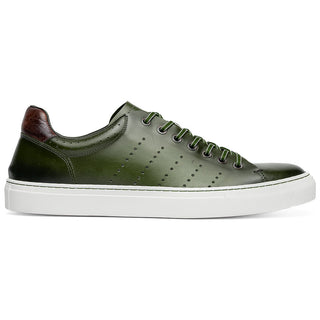 Zelli Italia Russo Men's Shoes Olive Burnished Calf-Skin Leather Sneaker (ZEL1050)-AmbrogioShoes