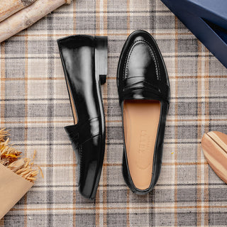 Zelli Italia Savannah Men's Shoes Black Calf-skin Leather Penny Loafer (ZEL1009)-AmbrogioShoes