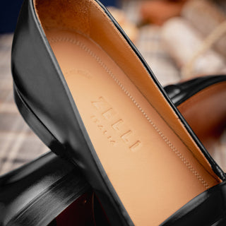 Zelli Italia Savannah Men's Shoes Black Calf-skin Leather Penny Loafer (ZEL1009)-AmbrogioShoes