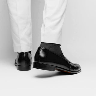 Zelli Italia Savannah Men's Shoes Black Calf-skin Leather Penny Loafer (ZEL1009)-AmbrogioShoes