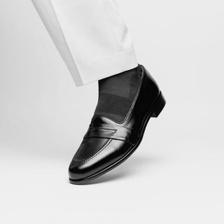 Zelli Italia Savannah Men's Shoes Black Calf-skin Leather Penny Loafer (ZEL1009)-AmbrogioShoes