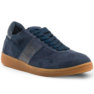 Zelli Italia Shizzo Men's Shoes Navy Suede Calf-Skin Leather Signature Sneaker (ZEL1049)-AmbrogioShoes