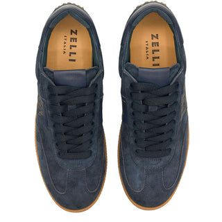 Zelli Italia Shizzo Men's Shoes Navy Suede Calf-Skin Leather Signature Sneaker (ZEL1049)-AmbrogioShoes