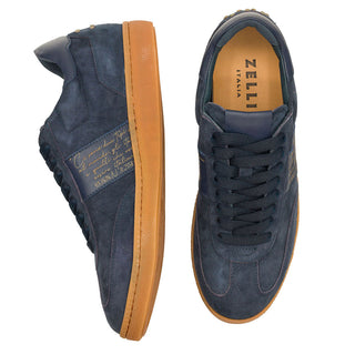 Zelli Italia Shizzo Men's Shoes Navy Suede Calf-Skin Leather Signature Sneaker (ZEL1049)-AmbrogioShoes