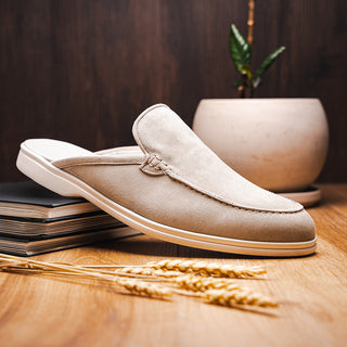 Zelli Italia Soro Men’s Shoes Gray Suede Goat-Skin Leather Sandal (ZEL1014)-AmbrogioShoes