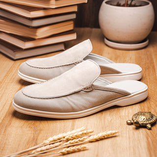 Zelli Italia Soro Men’s Shoes Gray Suede Goat-Skin Leather Sandal (ZEL1014)-AmbrogioShoes