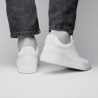 Zelli Italia Spettacolare Men's Shoes White Pebble Grain Calf-Skin Leather Slip-On Sneaker (ZEL1051)-AmbrogioShoes