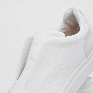 Zelli Italia Spettacolare Men's Shoes White Pebble Grain Calf-Skin Leather Slip-On Sneaker (ZEL1051)-AmbrogioShoes