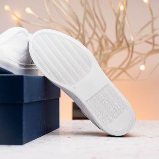 Zelli Italia Spettacolare Men's Shoes White Pebble Grain Calf-Skin Leather Slip-On Sneaker (ZEL1051)-AmbrogioShoes