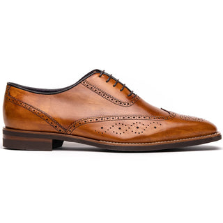 Zelli Italia Stephano Men's Shoes Camel Calf-Skin Leather Wing-Tip Oxford (ZEL1039)-AmbrogioShoes