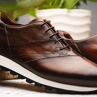 Zelli Italia Testo Men's Shoes Brown Calf-Skin Leather Sneaker (ZEL1048)-AmbrogioShoes