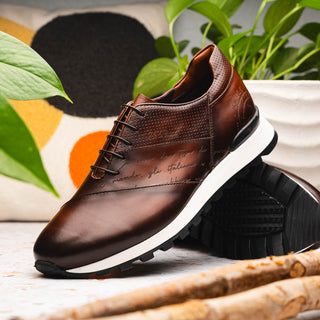 Zelli Italia Testo Men's Shoes Brown Calf-Skin Leather Sneaker (ZEL1048)-AmbrogioShoes