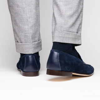 Zelli Italia Tippa Men's Shoe Navy Suede & Calf-Skin Leather Penny Loafer (ZEL1033)-AmbrogioShoes