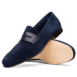 Zelli Italia Tippa Men's Shoe Navy Suede & Calf-Skin Leather Penny Loafer (ZEL1033)-AmbrogioShoes