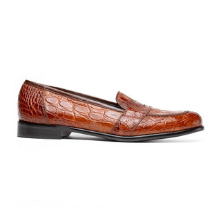 Zelli Italia Tuscany Cognac Crocodile Skin Penny Loafer (ZEL1000)-AmbrogioShoes