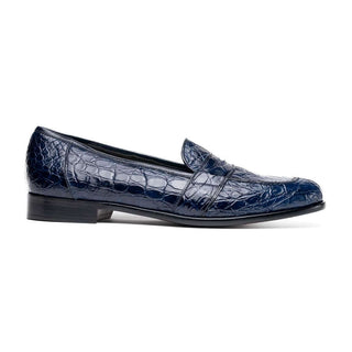 Zelli Italia Tuscany Navy Crocodile Skin Penny Loafer (ZEL1000)-AmbrogioShoes