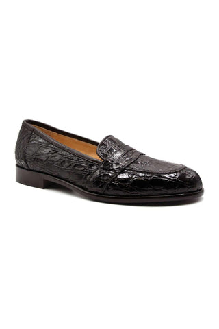 Zelli Italia Tuscany Nicotine Crocodile Skin Penny Loafer (ZEL1000)-AmbrogioShoes