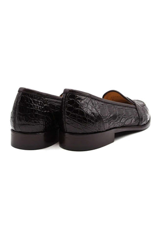 Zelli Italia Tuscany Nicotine Crocodile Skin Penny Loafer (ZEL1000)-AmbrogioShoes
