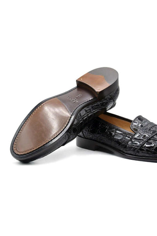 Zelli Italia Tuscany Nicotine Crocodile Skin Penny Loafer (ZEL1000)-AmbrogioShoes