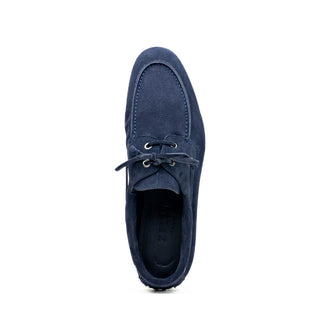 Zelli Italia Venice Men's Shoes Navy Goat-Skin Suede Boat Loafer (ZEL1031)-AmbrogioShoes