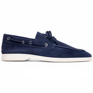 Zelli Italia Venice Men's Shoes Navy Goat-Skin Suede Boat Loafer (ZEL1031)-AmbrogioShoes