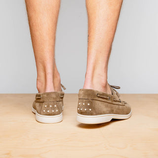 Zelli Italia Venice Men's Shoes Taupe Goat-Skin Suede Boat Loafer (ZEL1031)-AmbrogioShoes