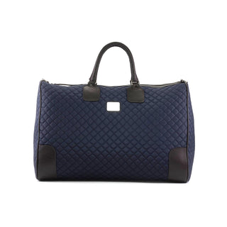 Ambrogio Blue Quilted Leather Weekender Bags (AMBH1032)-AmbrogioShoes
