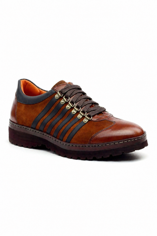 Ambrogio Brown & Black Suede / Calf-Skin Leather Casual Sneakers (AMBS2042-RTW)-AmbrogioShoes