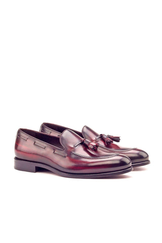 Ambrogio Burgundy Patina Leather Tassels Loafers (AMB1472)-AmbrogioShoes