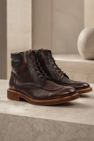 Ambrogio Leather Derby Boots-AmbrogioShoes