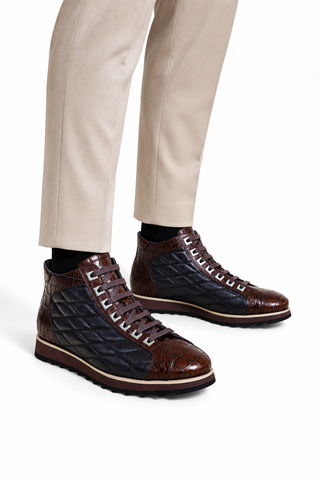 Carrucci KB626-13E Blue Cognac rear three-quarter view