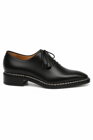 Caporicci Style 1400 Black Norwegian Stitch Oxford, right-facing outer-side view