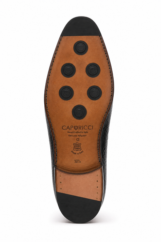 Caporicci Gregory 2542 Alligator Wholecut Oxford Black, outsole view