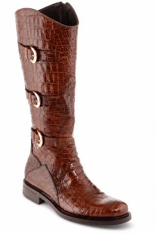 Caporicci Style 572 Chestnut genuine alligator boot, outer side product view