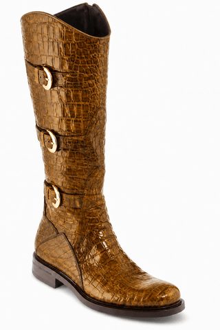 Caporicci Style 572 Dark Gold alligator boot, generated color visualization, outer side product view